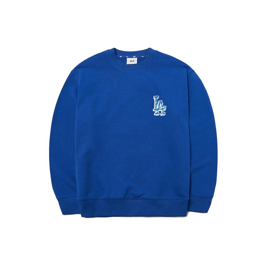 MLB Base Logo Sweatshirts Unisex Blue Crew Neck Moderate Regular 3AMTB0121-07BLD