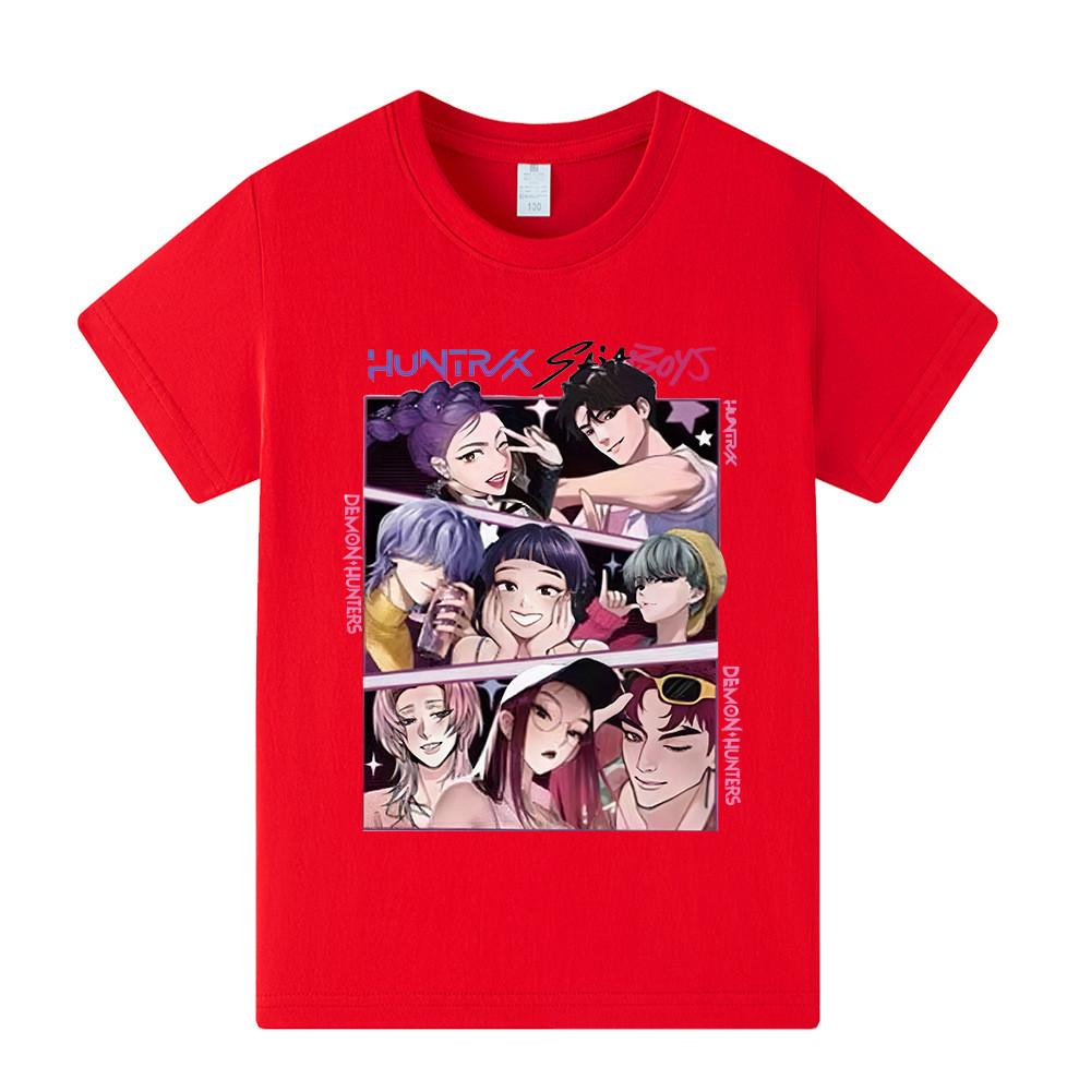 A1224 Kids Boys Girls Kpop Rumi Zoey Mira Print Short Sleeves T-shirt