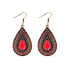 TopHanqi Womens Bohemia Ethnic Bronze Water Drop Earring Multicolor Stone Metal Leaf Pendant Long Tassel Earrings Indian Zircon