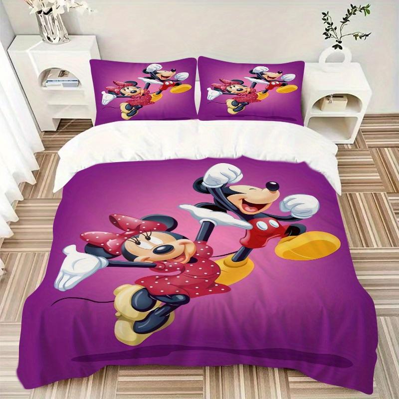 3pcs Excited Mickey Minnie Quilt Cover Set - Soft and Cozy Bedroom, Guest Room and Dorm Decorative Bedding 3-Piece Set 1 Quilt Cover + 2 Pillow S