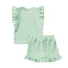Girls' Ribbed 2-Piece Set - Solid Color Top & Pants