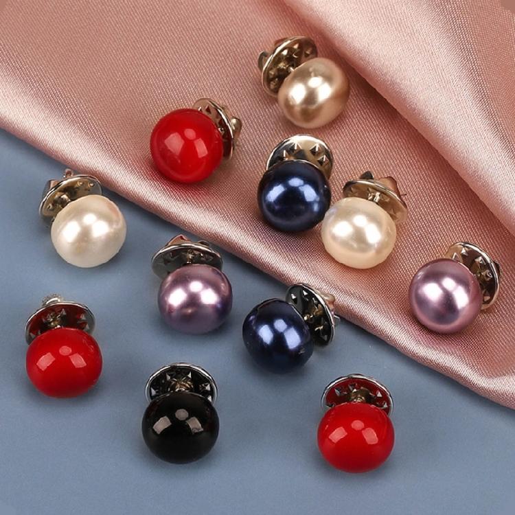10pcs/set Shirt Brooch Button-free Button Pins Women Fashionable Imitation Pearls Blouses Buckle Clothing Accessories