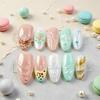 European Island Resort 3D Fishtail Flower Almond Nails - High-End Wearable Nail Art Tips