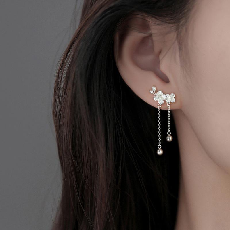 925 Silver Drop Earrings Hoop Pearl Leaf Vintage Irregular For Women Girl Gift Fashion Jewelry Dropship