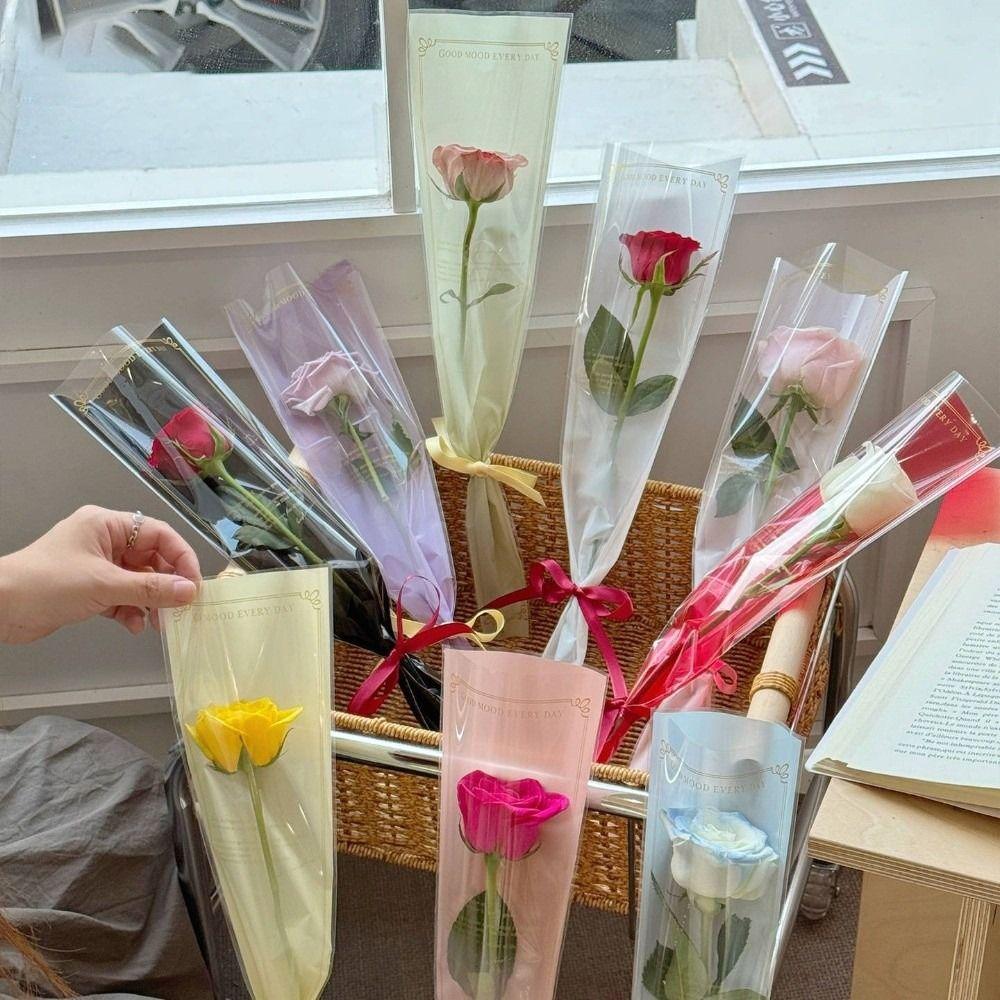 50pcs Waterproof Flower Packaging Bag Transparent Bouquet Packaging Sleeve  Anniversary
