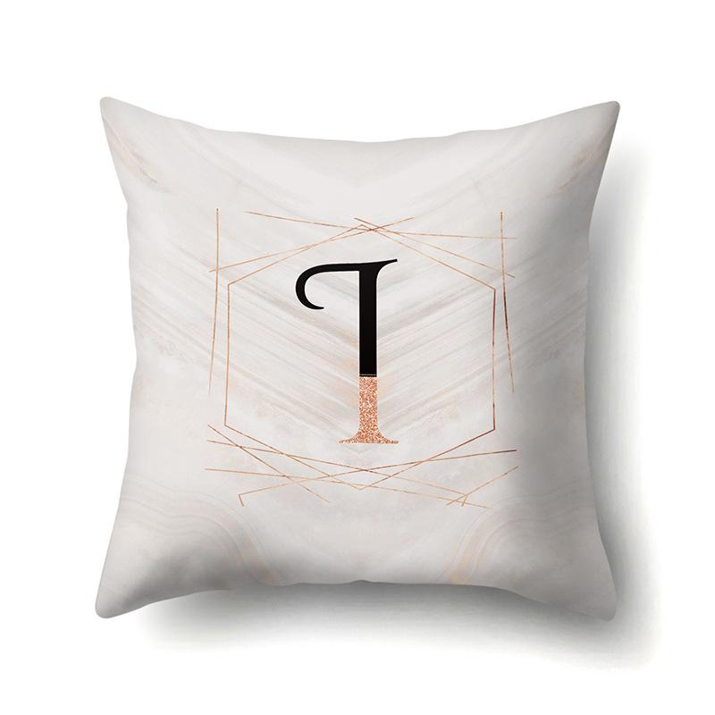 Polyester Pillow Case Black Gold Watercolor Home Furnishing 26 English Letters Printed Waist Cushion Sofa Pillow Case