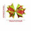 Cross-border Christmas Tree Bow Hair Clip for Kids - Double-Layer Ribbed Ribbon Accessory