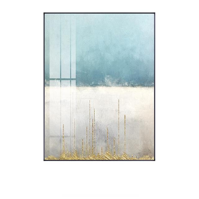 Abstract Flowing Color Canvas Painting Nodic Baby Blue Poster Print Unique Wall Art Pictures for Living Room Bedroom Home Decor