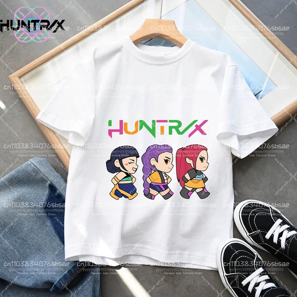 Summer Kpop Demon Hunters Children's Clothing Short Sleeve T-shirt Cute Kpop Demon Hunters Tiger Harajuku Tshirt for Boys Girls