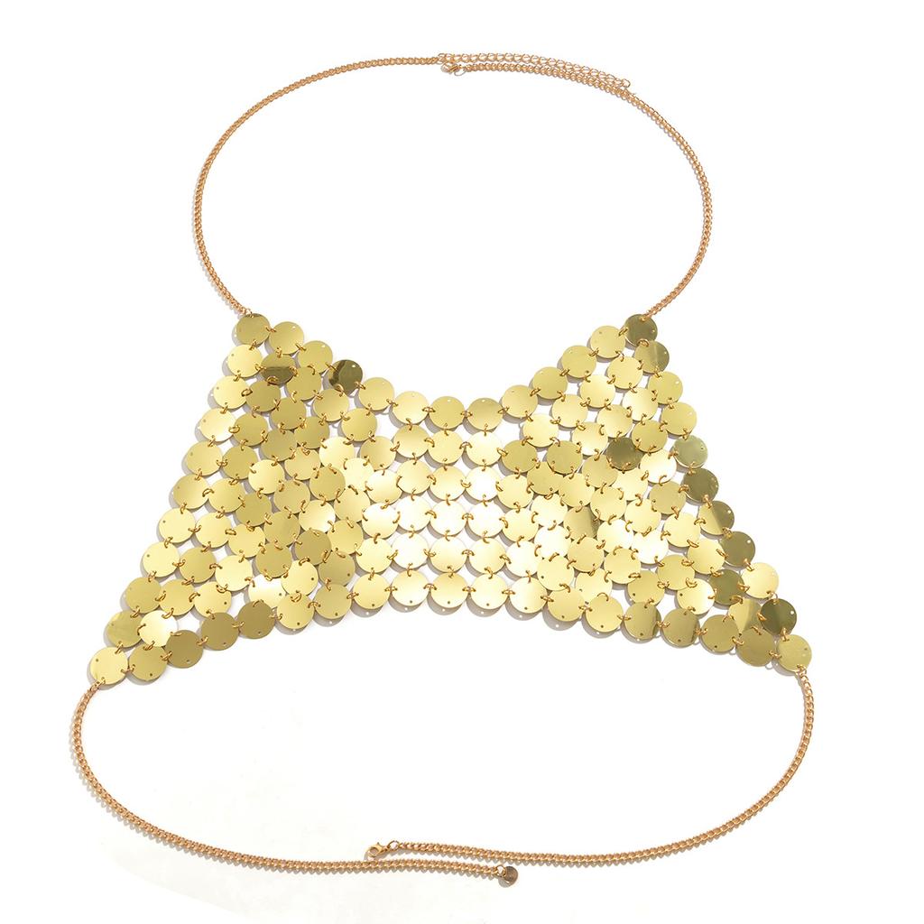 Sexy exaggerated beach bikini body wear jewelry chain, slim show sequined neck vest chest chain women
