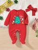 Baby Set Printed Long Sleeved Long Sleeved One-piece Headband 2-piece Set