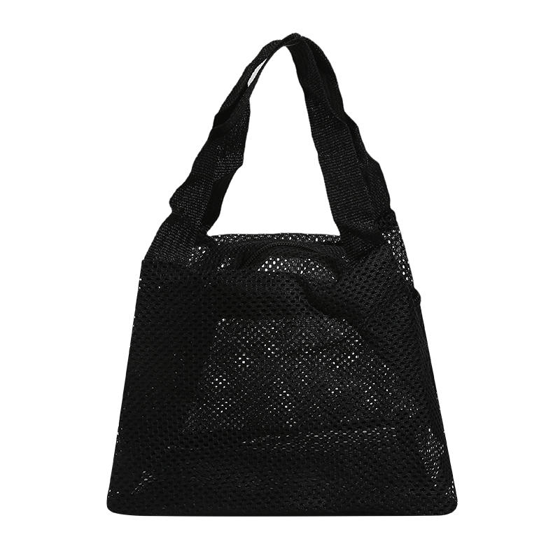 1Pcs Mesh Tote Bag Stylish Mesh Tote Bag Handbag Makeup Pouch Toiletry Bag Swim Storage Bag Suitable For Beach Vacation Cosmetic Bag