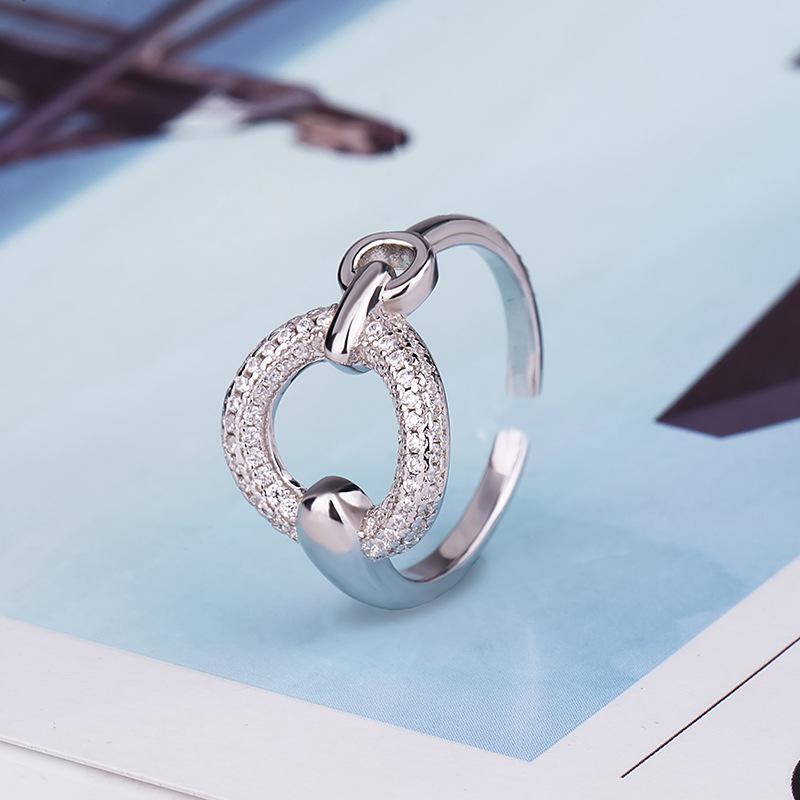 Niche Design Sense Micro-Set Ring, Female Tide Cool Student Cold Wind Round Ring Zircon Advanced Sense Index Finger Ring