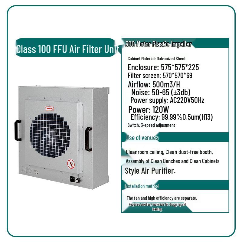 Industrial FFU Air Purifier - Cleanroom Laminar Flow Hood, Class 100/1000 Fan Filter Unit