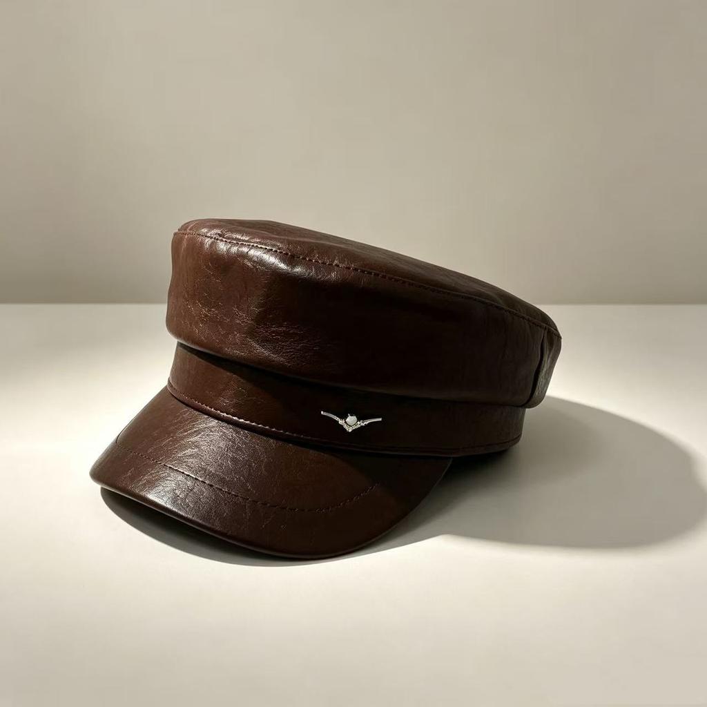 Autumn and Winter New Maillard Flat-top Navy Hat Female Retro British Beret Showing Small Face Versatile Temperament Painter Hat