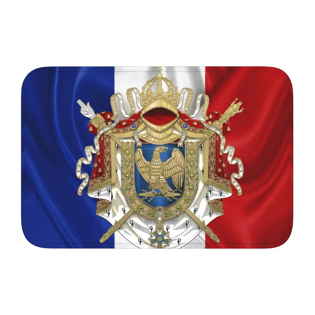 Royal Standard Napoleon France Flag Front Door Mat Anti-Slip Indoor Absorbent Coat Of Arms Doormat Kitchen Bedroom Entrance Rug
