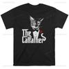 Der Katzenvater Cooler Papa Oberteile T-Shirt Coole Katze Fliege Muster Gedrucktes T-Shirt Oberteile Ein Geschenk für Papa am Vatertag Unisex Baumwolle