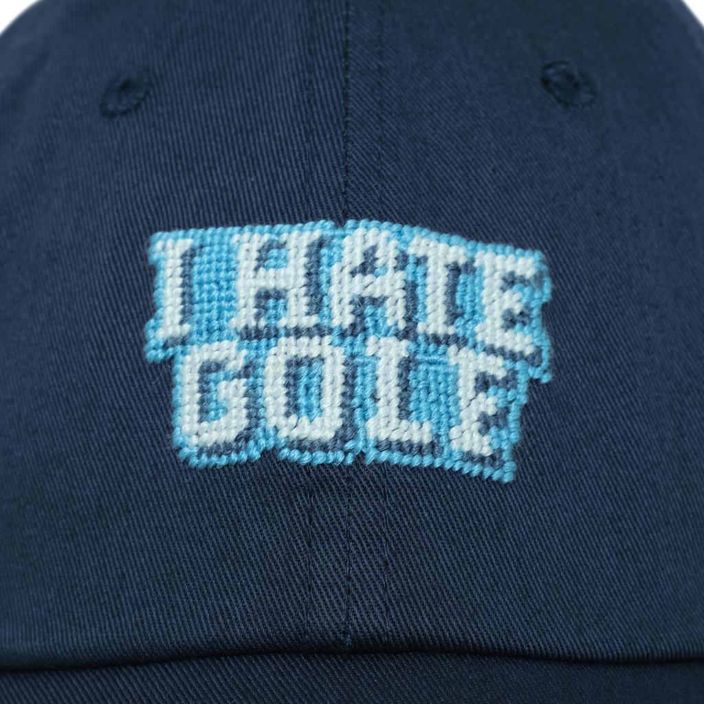 LOLONG I Hate Golf Needlepoint Hat (Navy)