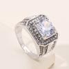 Huajie Full Paved Brilliant Square Zircon Couple's Rings Wedding Bridal Party Gift Shining Ring  Trend Tide