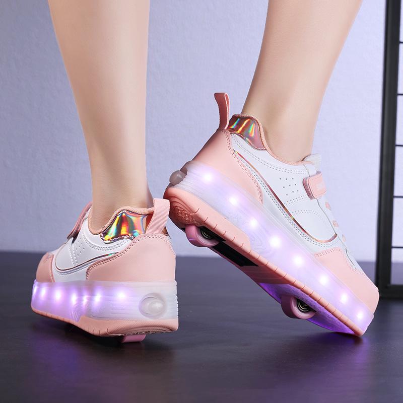 Kid's Luminous Sneaker Rubbing Shoes Children's Shoes Solid Milk Patch Charging Lamp Shoes Kids Glowing Sneakers