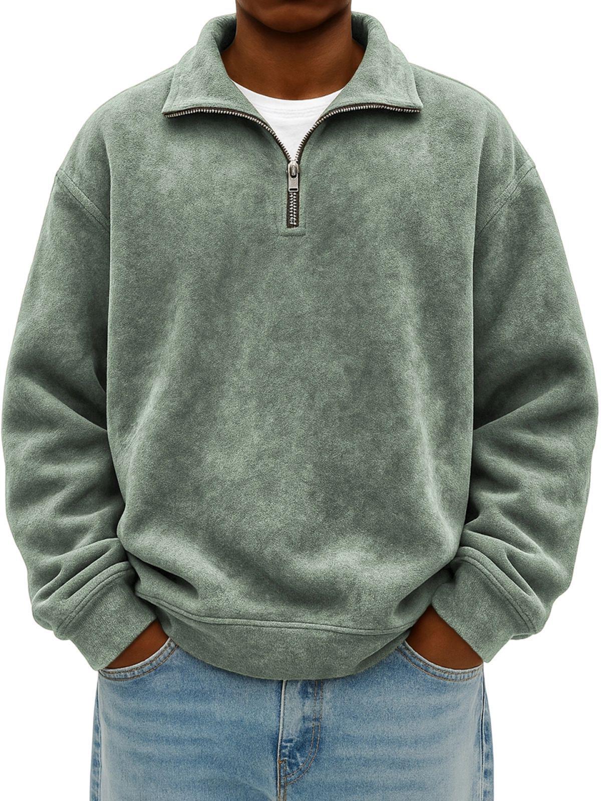 

Men s Versatile Sportswear: Fashion Casual Half-Zip Stand Collar Long-Sleeve Hoodie (2026 Edition) 5XL зелений