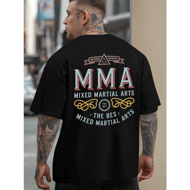 European Size Casual Short-Sleeved T-Shirts for Summer Outdoor Activities in Mixed Martial Arts, Featuring Trendy Prints for Men, Loose-Fitting Styles