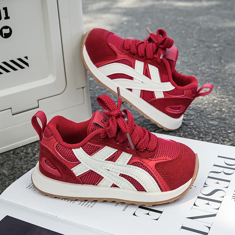 

Children s sports shoes 2025 spring and autumn new girls fashion versatile Forrest Gump shoes mesh breathable boys casual running shoes 31 красный