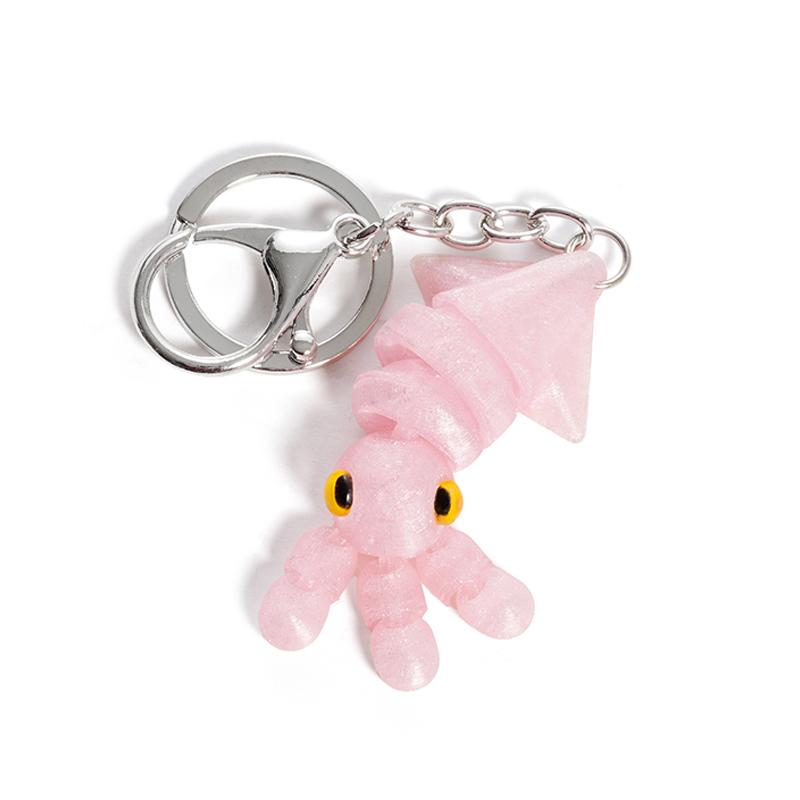 

3D Printed Squid Keychain Pendant Multi-Joint Movable Creative Design Decoration Bag Accessories Charm Gift