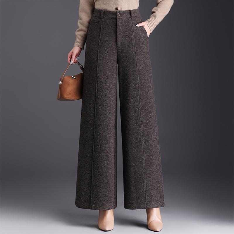 Women s Stylish 2025 Winter Wool Wide-Leg Pants: High-Grade, Warm, Casual, and Slimming 4XL