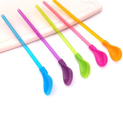 10Pcs 2 In 1 Straw Spoons Reusable Cocktail Straws for Milkshakes Smoothies Spoon Removable Pureed Fruit Straw Spoon for Thick Drinks Coffee Ice Cream