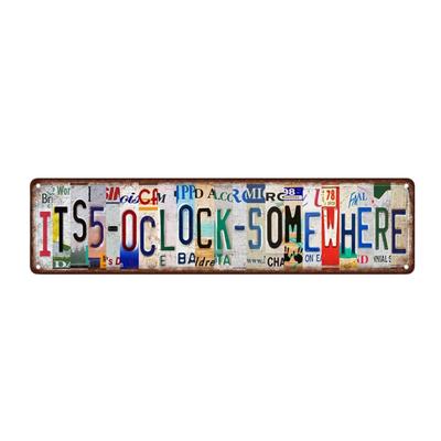 1 Stück, Fünf Uhr ist immer irgendwo Metallschild (15,75"x3,94"/40x10cm), Neuheit Straßenschild, Heimdeko Ostergeschenk Halloween