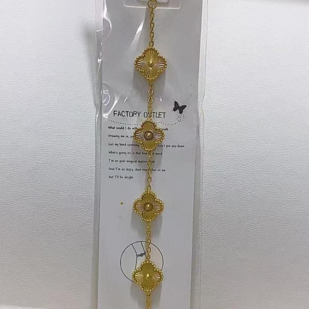 High-grade Non-fading Titanium Steel Bracelet Double-sided 18k Clip Flower Lucky Four-leaf Clover Shell Bracelet