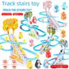 "Free Shipping: Musical Climbing Stairs Toy - Electric Duck & Pig Puzzle Assembly"