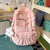 Schoolbag low saturation sea salt light blue polka dot soft waxy sweet backpack pleated lace atmosphere student party schoolbag