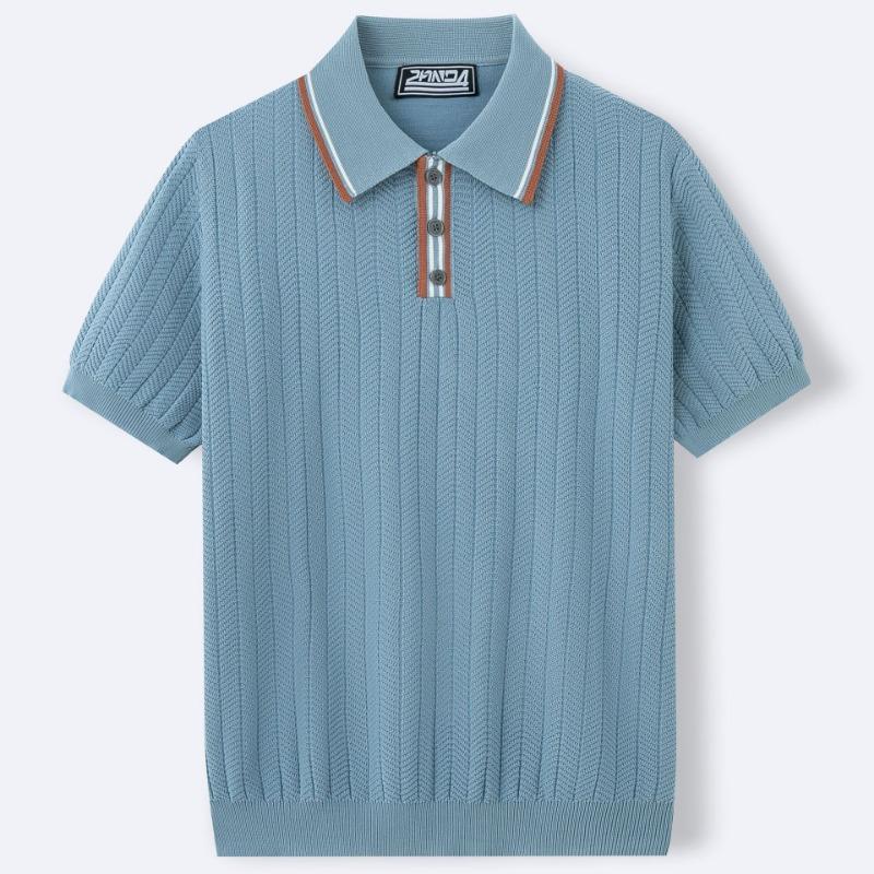 Polo de punto para hombre con ribete de contraste y manga corta