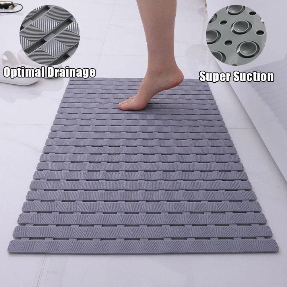 PVC Anti-slip Floor Mat Draining Hole Bathroom Foot Pedal Flodsable Shower Foot Scrubber Hotel
