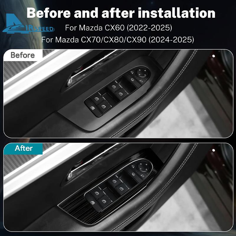 Stainless Steel 4pcs Window Lifter Switch Trim Cover For Mazda CX60 CX-60 -2025 CX70 CX-70 CX80 CX-80 CX90 CX-90 2024 2025