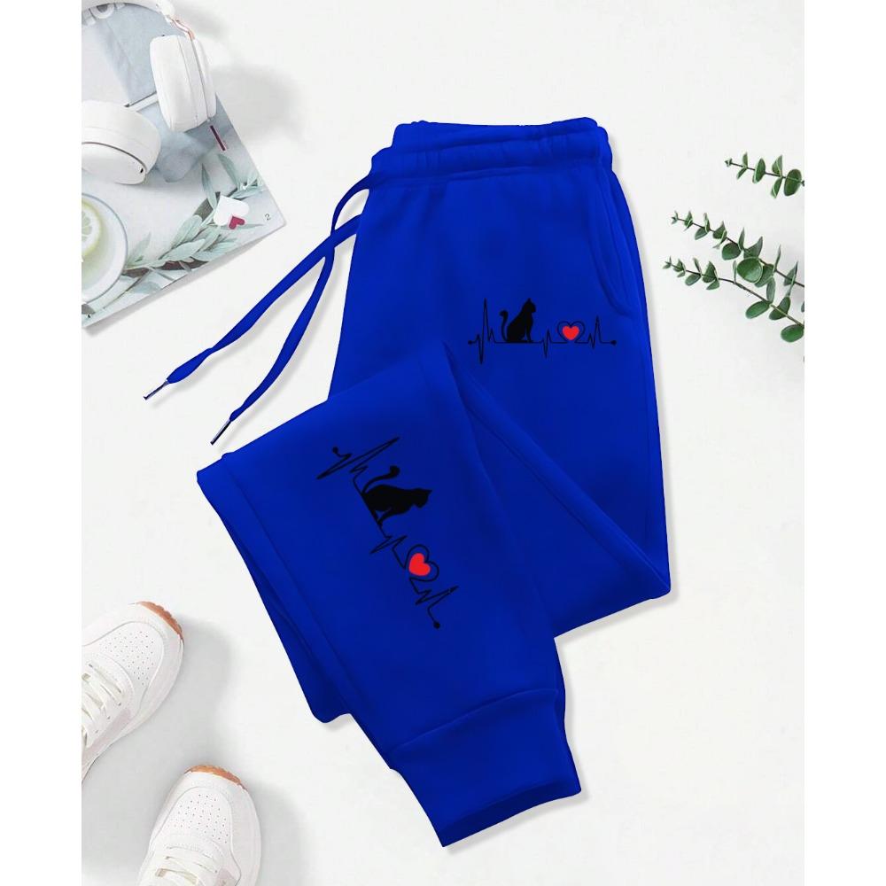 Dog Red Heart Electrocardiogram Printing Printed Woman Pant Street Soft  Sweatpants Sport Fashion Trousers Autumn Pants