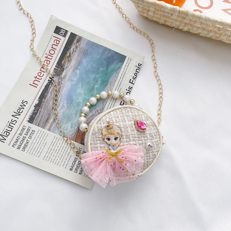 Bow Princess Pearl Flower Design Children Wallet Girl Handheld Bag Crossbody