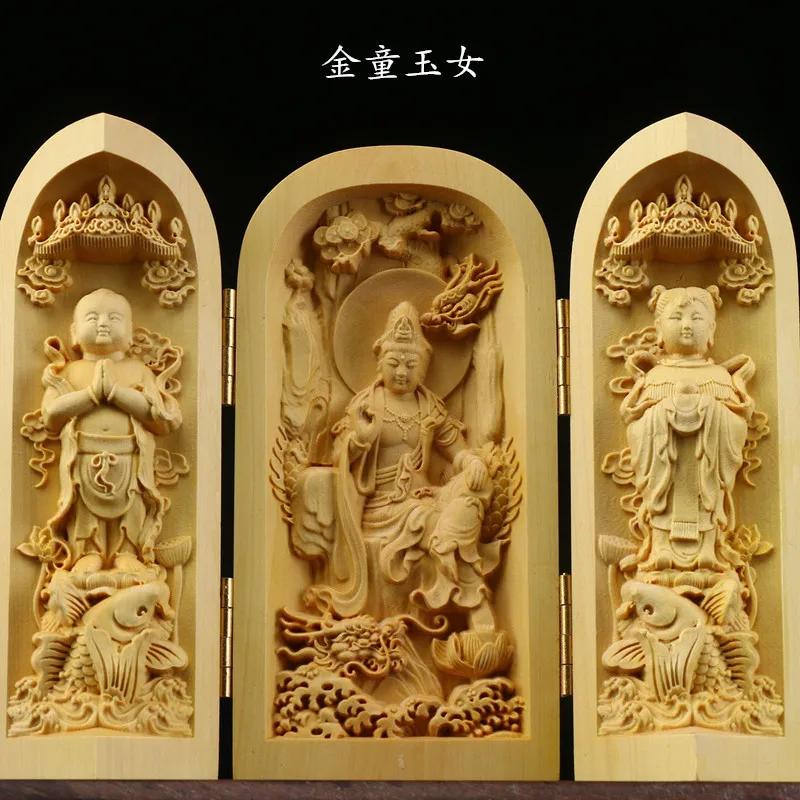 Boxwood Beautiful Hand-Carved Wooden Statue of the Thousand-Armed Guanyin Bodhisattva