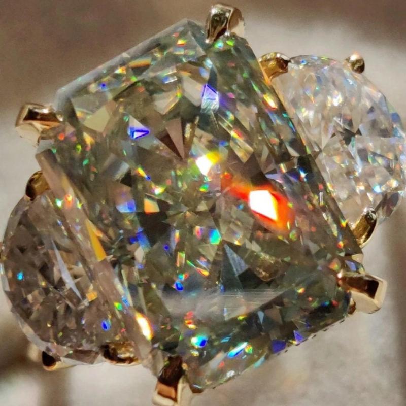 Luxurious Sparkling Square Set Zircon Women's Ring, Suitable for Bridal Engagement, Wedding Banquet Jewelry Gifts