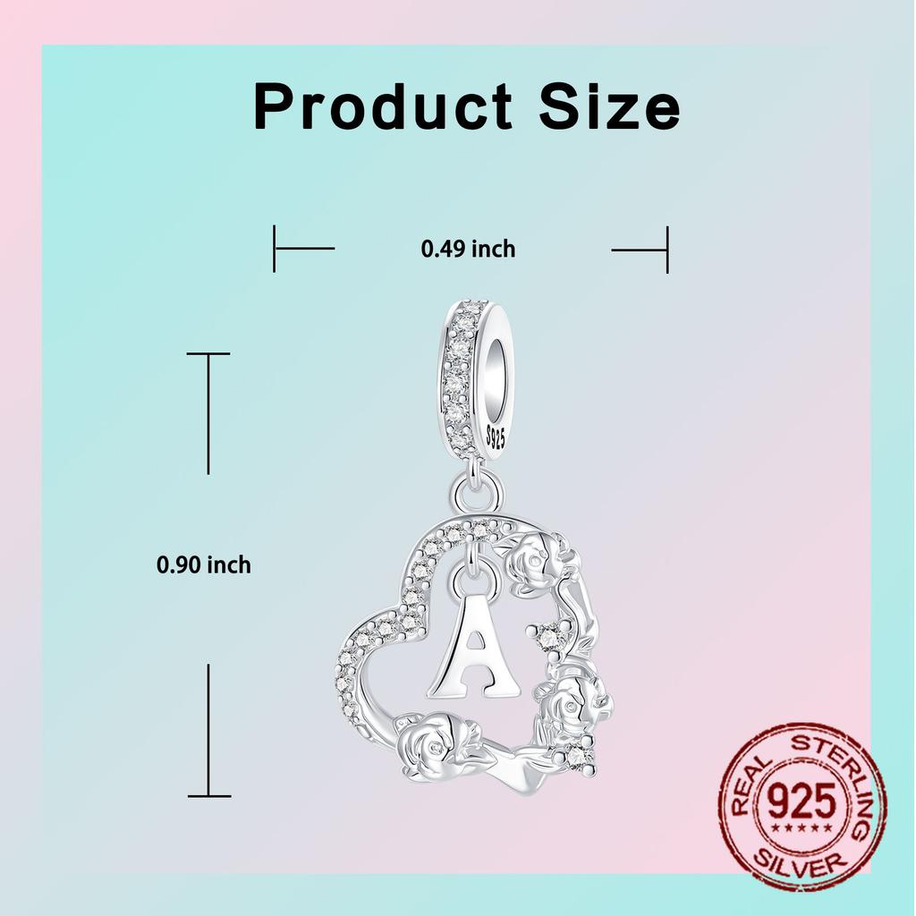 copper Vintage Classic Heart Shape Letter A Pendant Charm Compatible With Authentic Charm Bracelets Women Do It Yourself Jewellery Gift