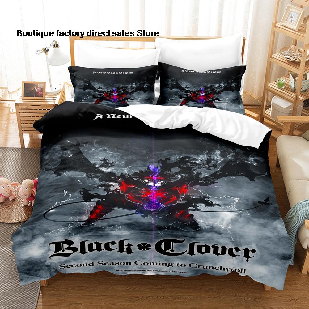 Anime Black Clover Asta Bedding Set 3D Printed Duvet Cover Pillowcase For Otaku Bedroom Home Textile Twin Full Queen King Size