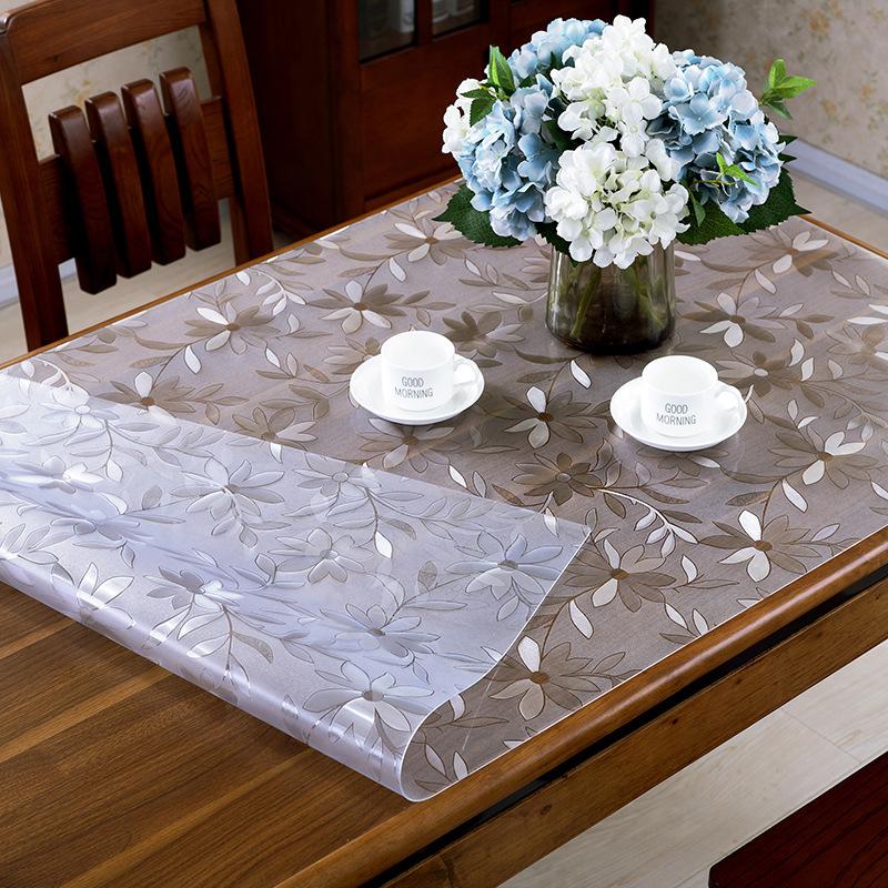 Factory Direct Sales, Tablecloth Waterproof And Oil-Proof Leave-In Pvc Soft Glass Household Nordic Dining Table Cloth Coffee Table Mat Thickened