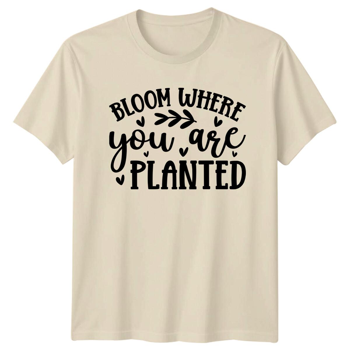 Bloom Where You Are Planted Positive Quote Graphic T-Shirt XXXL