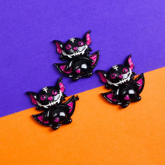 10Pcs Halloween Resin Flat Accessories Bat Back Cute Ghost Burst Skull Witch Mini Eyeball Ornament Mixed