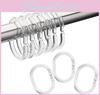 Transparent Shower Curtain Rings C-shaped Hooks 12 Hooks Included For Easy Attachment