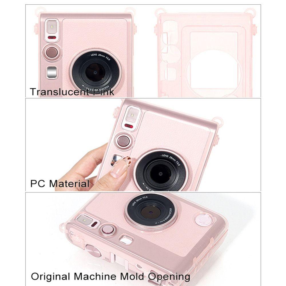 Translucent Pink Carrying Case Protective Cover for Fujifilm Instax Mini EVO Photo Equipment