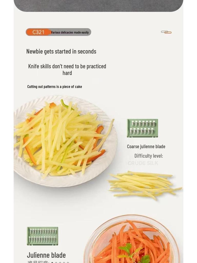 Stainless Steel Multi-Functional Vegetable Cutter & Grater with Hand Guard