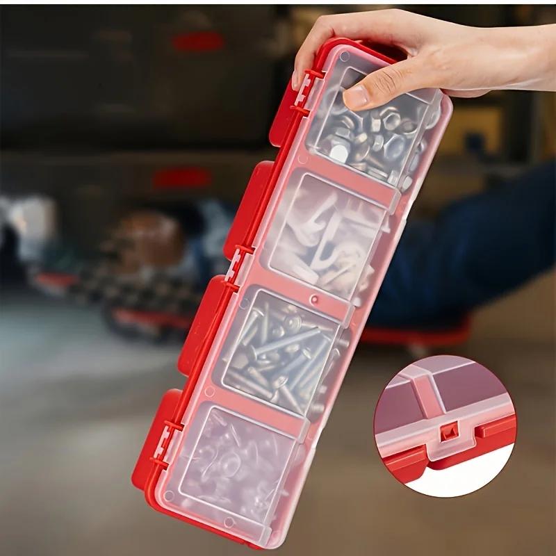 For Screws Small Parts Durable Plastic Hardware and Jewelry Storage Box Red 1Pcs Multi Compartment Organizer Box